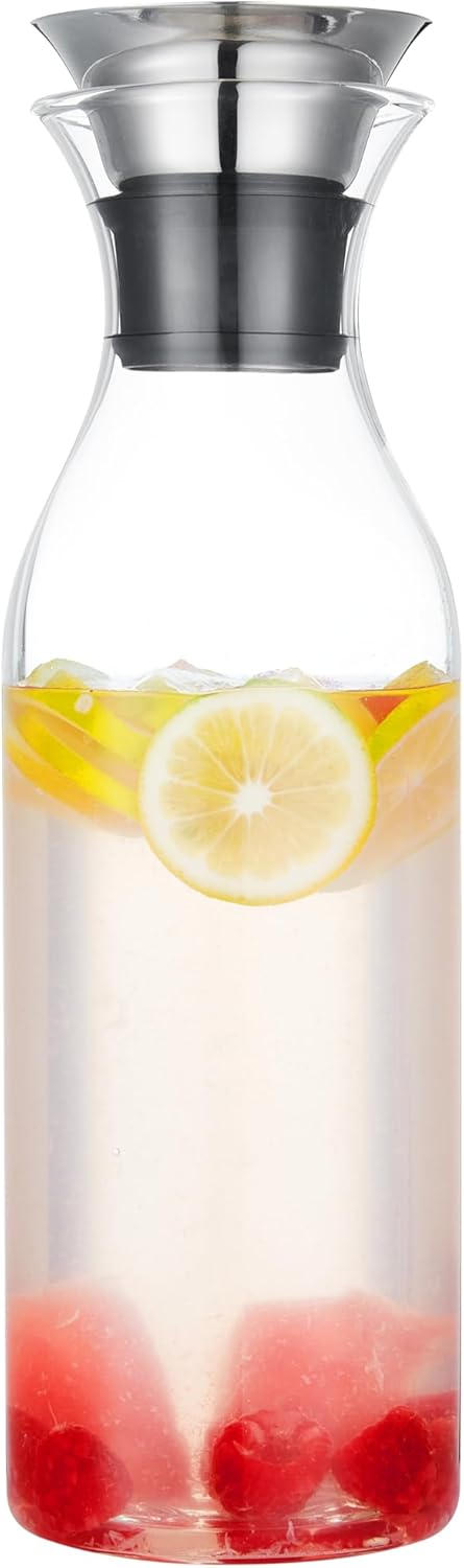 Karafu Glass Carafe with Lid, 50 Ounces Borosilicate Glass Pitcher for Hot/Cold Beverages