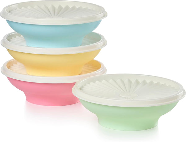 Tupperware Heritage Collection, New 4 Cereal Bowl with Lids Set in Vintage