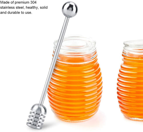 Fdit Solid Stainless Steel Honey Dipper Drizzler Stirrer Spoon Mixing Stick Tool