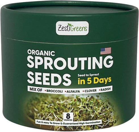 ZestiGreens Fresh Sprouting Seeds Mix Broccoli, Alfalfa, Radish, Clover Seeds in Food