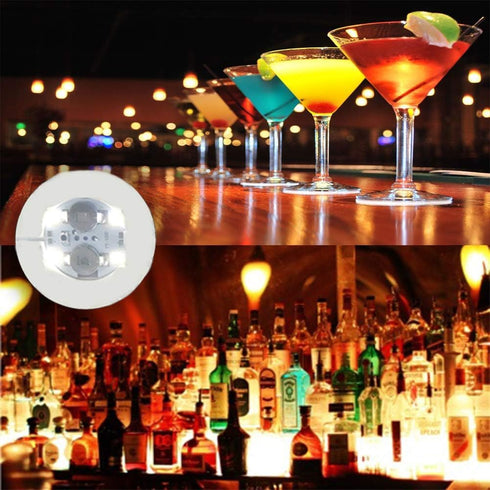 12Pcs LED Coaster, LED Sticker Lights, Cup Holder Lights for Wine, Liquor Bottle, Colorful Party Sparklers