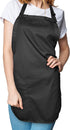 DALIX Apron Commercial Restaurant Home Bib Spun Poly Cotton Kitchen Aprons with 2 Pockets in Black
