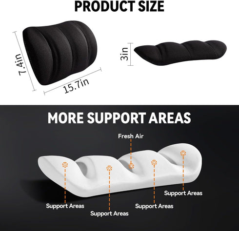 Veitail Lumbar Support Pillow for Office Chair and Car Seat,Back Support for Office Chair Cushion,Adjustable Straps