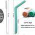 Senneny Set of 6 Silicone Drinking Straws - Reusable BPA Free Extra Long Straws with Cleaning Brushes