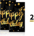 Ruisita 2 Pack Black Gold Table Cloth Cover, Happy Birthday Tablecloths for Indoor or Outdoor Parties