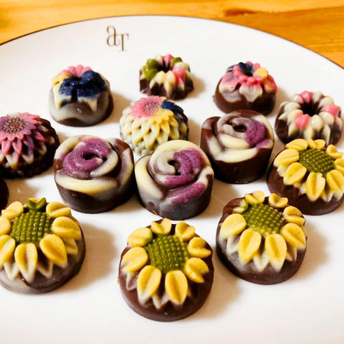 JOERSH 4PCS Silicone Chocolate Flower Molds for Candy, Fat Bombs, Snacks, 11 Floral Shapes, 60 Cavities