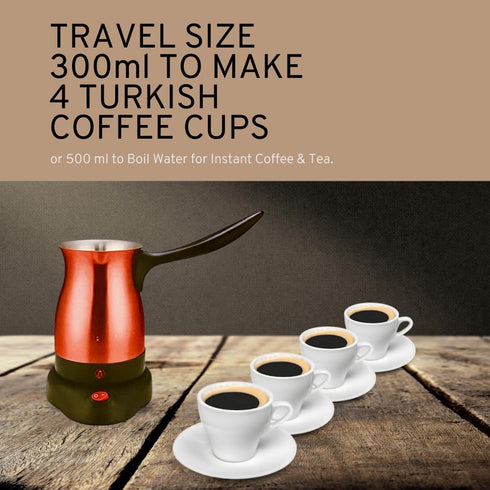 Electric Turkish Coffee Maker, Premium Quality Stainless Steel, Travel Size, Fast Boil for Arabic & Greek Coffee