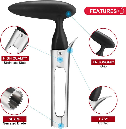SCHVUBENR Premium Apple Corer Tool - Easy to Use and Clean, Sturdy Stainless Steel Core Remover for Apple and Pear