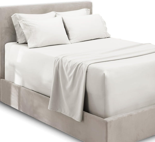 Hearth & Harbor Extra Deep Pocket Queen Sheet Set - 6 Piece Set Fits Mattresses Up to 24 Inches Deep