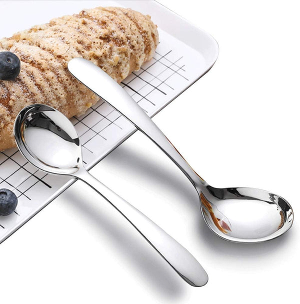 18/8 Stainless Steel Adult Soup Spoon, Large Heavy Weight Dinner Spoon, 4-Piece Set (7.2 Inch)