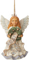 White Woodland Angel Hanging Ornament, Dated 2021