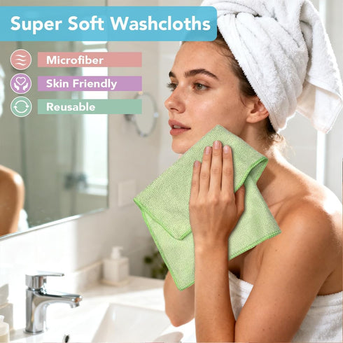 20 Pack 11.5x11.5 Inch, Orighty Washcloths, Microfiber Face Towels, Highly Absorbent and Soft Feel Wash Cloths & Hand
