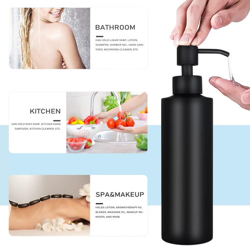 Matte Black Countertop Soap Dispenser, 11.8 oz Lotion Dispenser with Pump for Kitchen and Bathroom