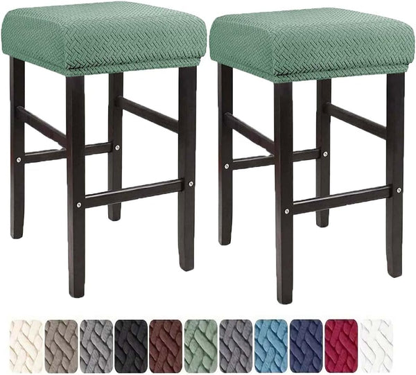 LIULIWEIFA Bar Stool Covers Rectangle Set of 4/2/1 Saddle Slipcover Cushion Stretch Vanity