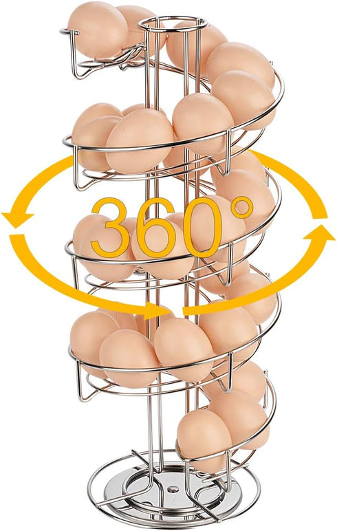 Spiral Stainless Steel Egg Skelter Dispenser Rack - Silver