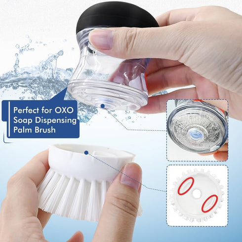 8 Pack Palm Brush Refills for OXO Soap Dispensing Dish Brush - Cleaning Replacement Brush Head for OXO Palm Brush