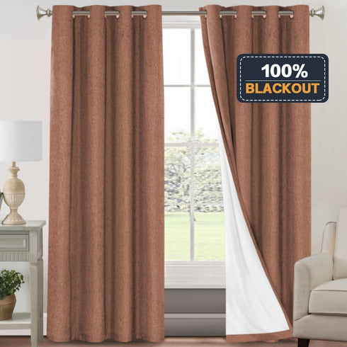 96 Inches PrinceDeco Blackout Curtains for Bedroom Long Linen Look Curtains for Living Room Black Out Curtains Room