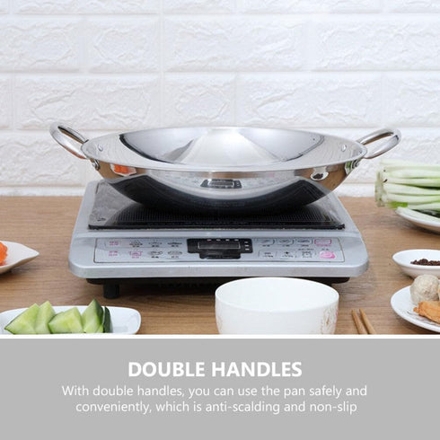 Uonlytech Stainless Steel Pasta Stockpot - Wok Pan for Everyday Cooking