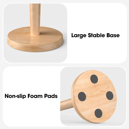 Countertop, KitchLife Wooden Paper Towel Holder Fits Jumbo Roll - Solid Beechwood Paper Towel Dispenser Stand with Wide