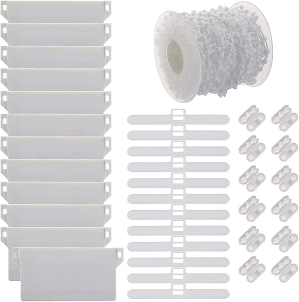 Vertical Blind Accessories Repair Kit - Bottom Weights with 10M Chain and Connector Plastic DIY Replacement (3.5"