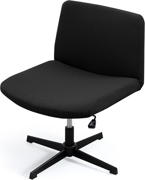 Armless Office Desk Chair Cover Stretch Waterproof Jacquard Wide Seat Mid Back Accent Chair Slipcover Criss Cross Chair