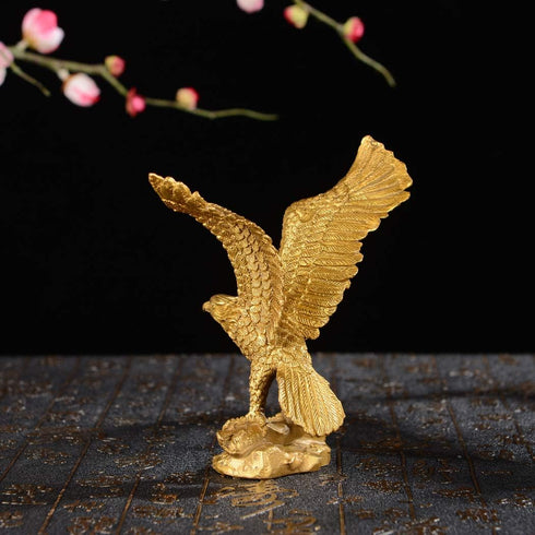 BRABUD Brass Fengshui Handmade Fortune Eagle/Hawk Statue, Home Office Decoration Gift