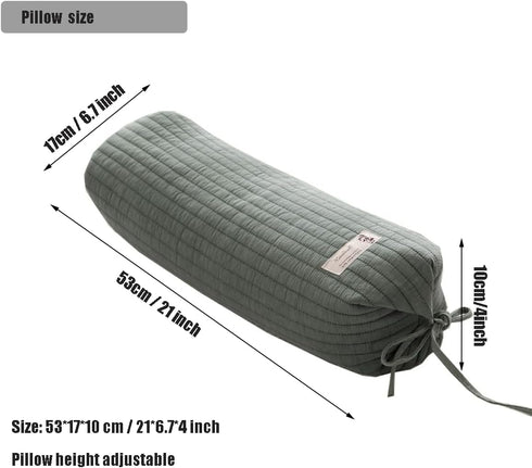 BEDAZE 14''x21'' Buckwheat Pillow for Sleeping Neck Roll Pillow Provide Firm Support, Adjustable Loft Bolster Pillow