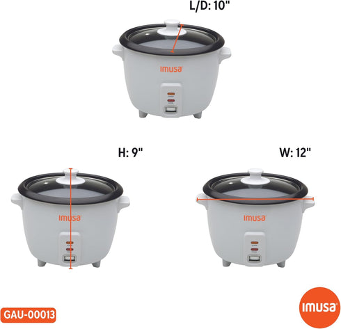 GAU-00013 8-Cup 16-Cup IMUSA USA Electric Nonstick Rice Cooker (Uncooked) (Cooked), White