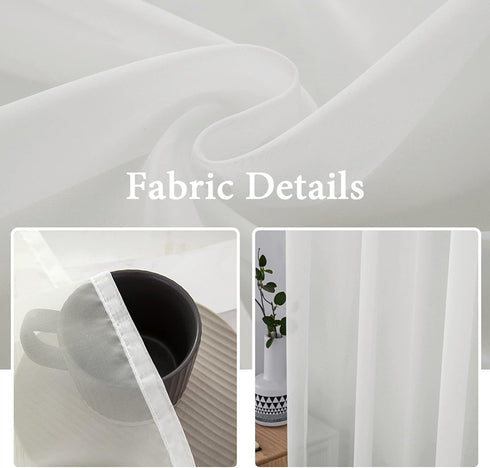 MIULEE 2 Panels Solid Color Sheer Window Curtains, Elegant Voile Drapes for Bedroom Living Room (54X63 Inches Ivory)