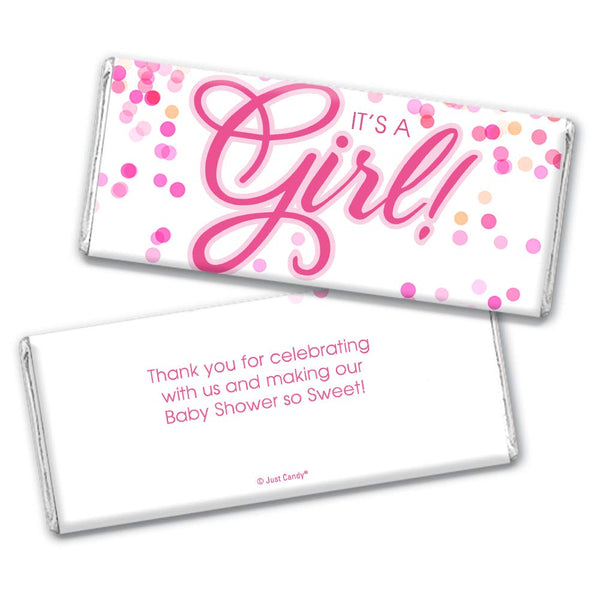 Pink It's a Girl Baby Shower Wrappers for Chocolate Bars, DIY Party Decorations, Gender Reveal Party Favors (24 Pack)