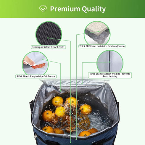 24 Iknoe Large Cooler Bag Collapsible Can Insulated Bags Leakproof Lunch Cooler Tote with Multi-Pockets for Adult