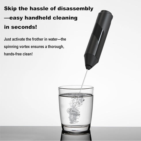 15-Second Handheld Milk Frother with Cover- Silent Drink Mixer, Travel-Ready with ABS Sleeve, Battery-Powered