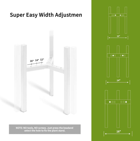 12 14 16 inch Plants-1ps IZIDDO Adjustable Plant Stand Indoor, White Metal Planter Stands Outdoor, Mid Century Modern