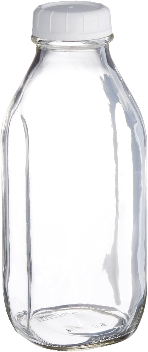 Libbey Glass Milk Bottle with Lid, 33.5 oz