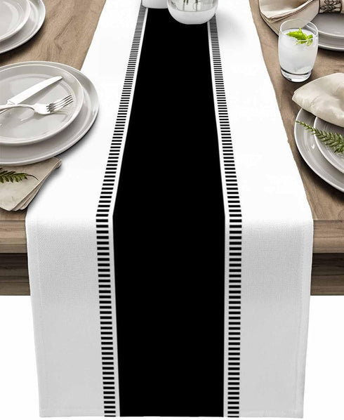 Futuregrace Black Table Runners, Farmhouse Stripes Table Runner Dresser Scarves,Non Slip Decortaive Table