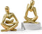 suruim Gold Reading Women Statue, Thinker Sculptures, Abstract Art Figurine, Gold Shelf