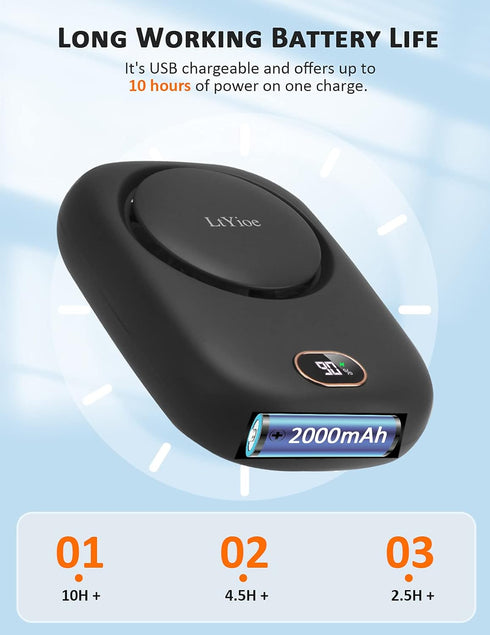 Mini Handheld Fan, Portable USB Rechargeable Fan with Strong Airflow, LED Smart Display, 3 Speed Adjustable (Dark Black)