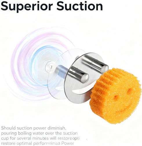 Yoshiky Stainless Steel Smiley Face Dish Sponge Holder, Silver Sink Caddy Organizer Storage with Suction Cup
