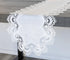 White Jacquard Peacock Tail European Lace Table Runner, Dresser Scarf, Wedding Décor