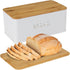 Culinary Couture White Bread Box for Kitchen Countertop with Bamboo Lid -