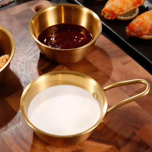 2Pcs 304 Stainless Steel Makgeolli Bowls, Korean Traditional Round Rice Bowl with Handle, Hiking Soup Dish (Large: 20oz)