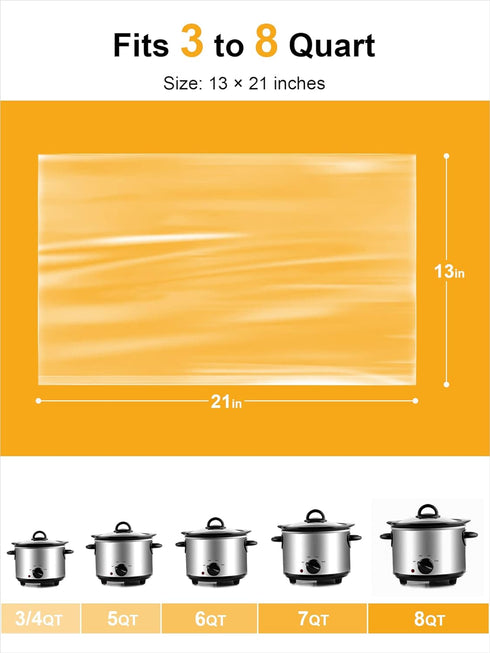 SMARTAKE Slow Cooker Liners, Large Size 13"x 21" Disposable Cooking Bags, Fit 3QT to 8QT, 30 Liners