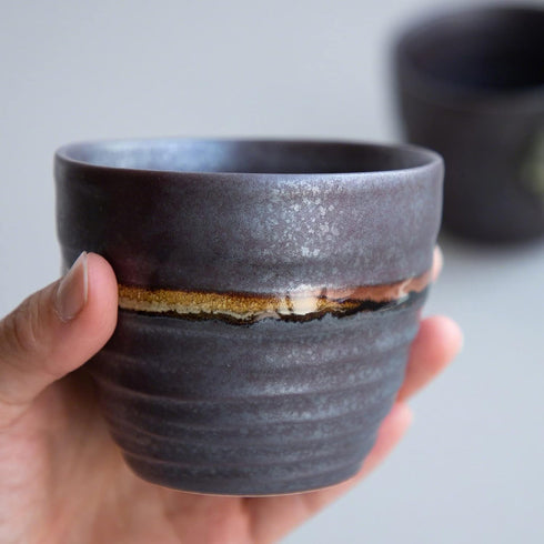Set 2, 6.7oz (200ml), 2PCS Set, Asayu Japan Handpainted Glazed Ceramic Tea Cups of Made in Japan MIno Ware Pottery