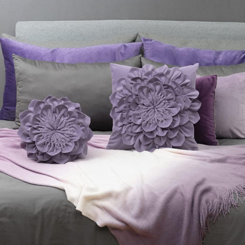 OiseauVoler 3D 12 Inch Decorative Flower Throw Pillows with Insert Included Accent Round Pillow Handmade Cushion