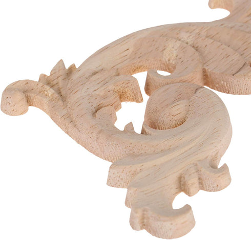 MUXSAM Wood Carved Appliques Onlays - 1-Pair Unpainted Small Wooden Carvings for Mirrors, Walls, DIY Project