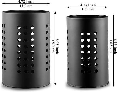 Berglander Kitchen Utensils Holder for Kitchen Counter 2 Pieces, Black Stainless Steel Cutlery Holder, Kitchen Essentials Farmhouse Style Home Kitchen Countertop Organizer