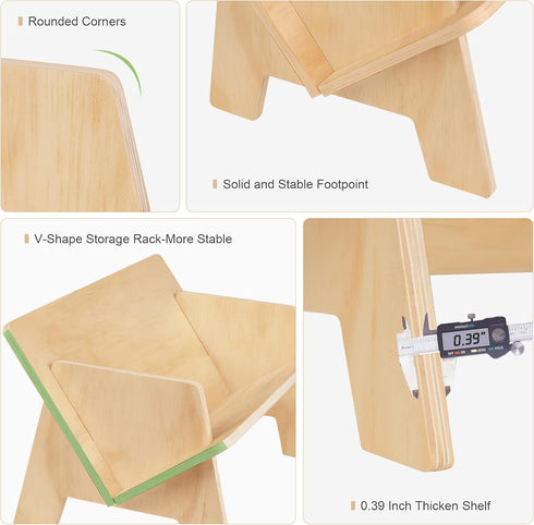 RekRang Wooden Tabletop Bookshelf Titled Desktop Bookshelf Cookbook Shelf,Small Bookcases for Magazine Books CDs,Book