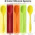 GEEKHOM 4 Pieces Silicone Spoons, Large Mixing Spoon Heat Resistant Kitchen Utensils Serving Table Spoons Non-stick Stirring Spoon for Cooking Baking, Red+Green+Yellow+Orange