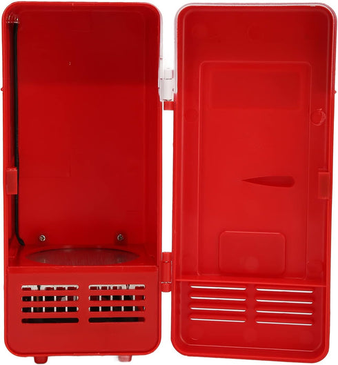 Mini Fridge, USB Insulated Cooling Small Portable Refrigerator for Bedroom, Car, Office Desk, Red