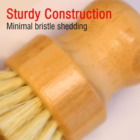 JouiiSiYa Set, Bamboo Vegetable Brush Natural Bristle Dish Brush with Holder, Eco Friendly Soft Dish Scrubber Kitchen